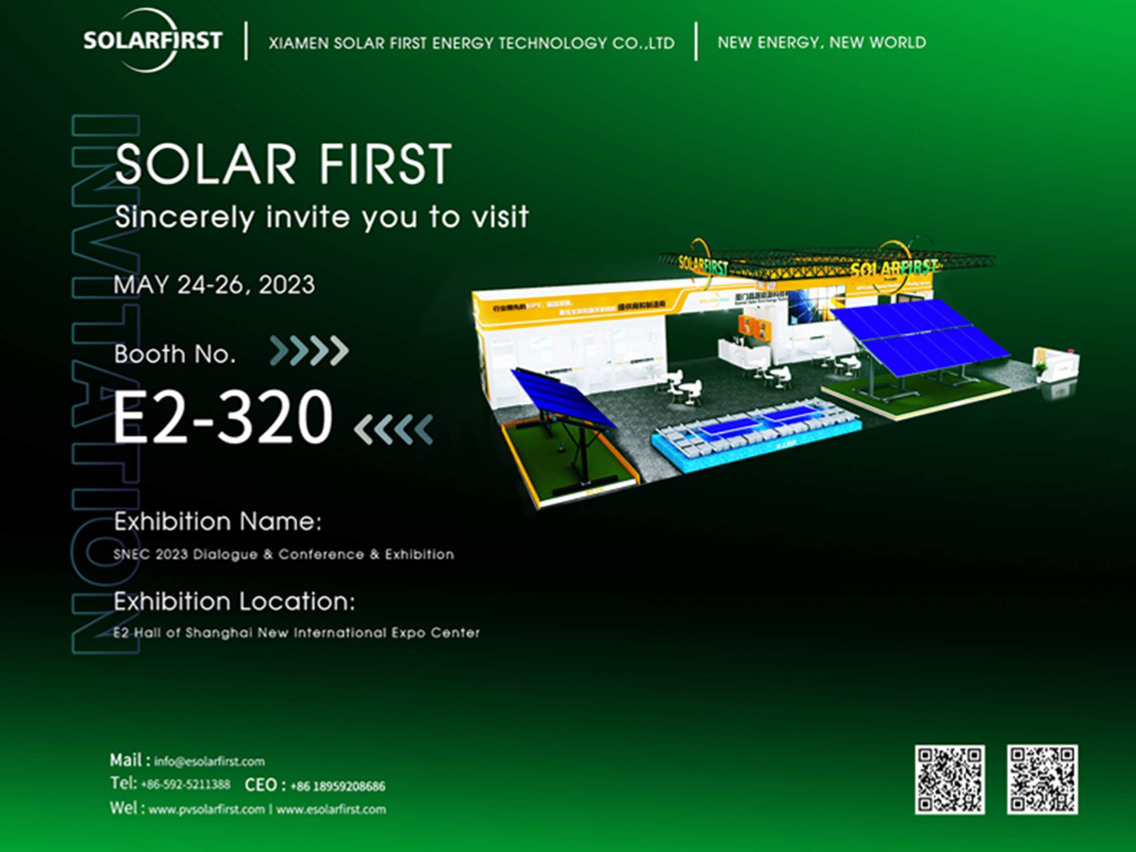 2023 SNEC – 5월 24일부터 26일까지 E2-320 부스를 방문하세요.